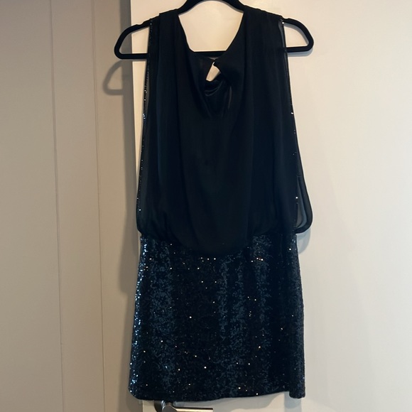 Evening dress by Aidan Size 8.Black chiffon top and sequin skirt - Picture 2 of 5